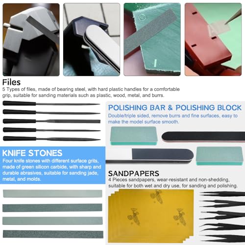 Bigstone 85 PCS Model Tools Kit Hobby Building Tool Craft Set Modeler Basic DIY Tools for Cars, Airplanes, Buildings, Robots Gundam Plastic Models Building Repairing and Fixing