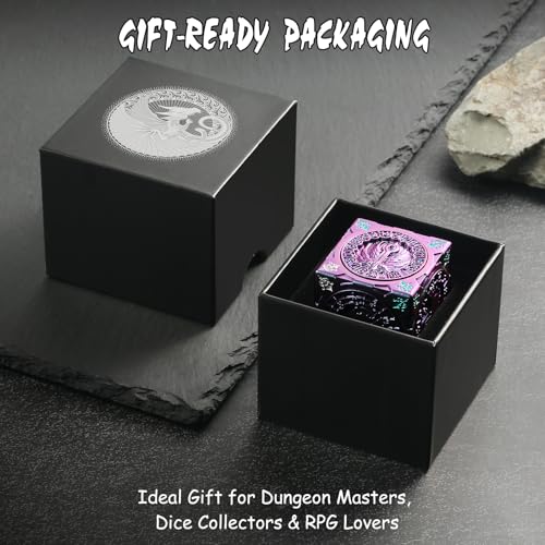 DNDND Purple-to-Blue Chameleon Multi-Functional Spinner DND Dice – Premium Color-Shifting D&D Monster Themed Cube Spinner Dice Cube for TTRPG, Dungeon Masters & RPG Collector's Gift with Gift Tin - color: Chameleon