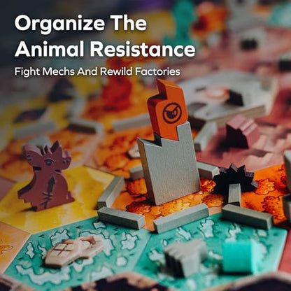 Outlandish Games: Defenders of The Wild - Fantasy Area Control Board Game, Card Driven Co-Op Game of Animals Against Machines, Age 14+, 1-4 Players