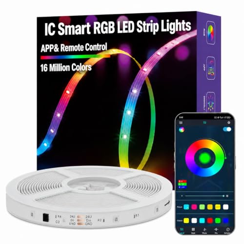 MFWW 66FT Strip Lights, Smart IC RGB LED Lights Multiple Colors on One Line, App+Remote Control, Timing, Multimodal, Music Sync, Color Changing Lights for Bedroom, Party Home Decor - size: 66FT