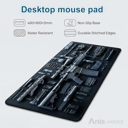 Large Gaming Mouse Pad Military Weapon Pattern Non-Slip Desk Mat