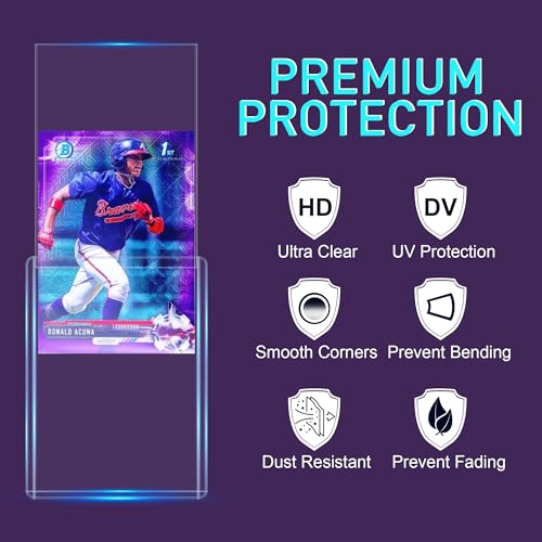 100 Top Loaders, 3"x4" Rigid Hard Plastic Card Holder, Single Toploaders | Premium Card Protector, Playing Cards Holders, Fits 2.5"x3.5" Sized Standard Collectible Trading Baseball Sports Game Cards - size: Single 100 Hard