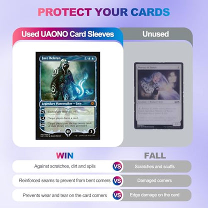 UAONO MTG Card Sleeves 100ct (Frozen) Fantasy Art Card Sleeves Deck Protector, Clear Front & Matte Textured Back Sleeves for Magic The Gathering TCG - color: Frozen