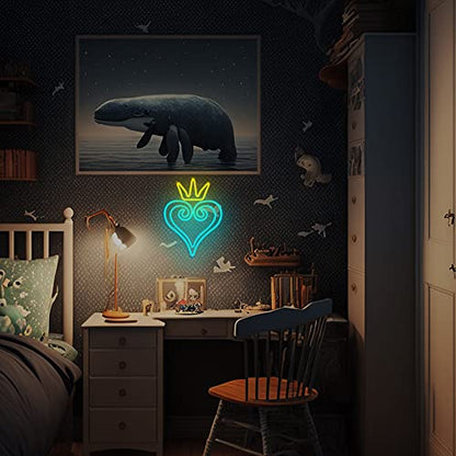Manimo LED Kingdom and Hearts Neon Signs for Wall Decor, Anime Neon Sign, Neon Game Room Setup, USB Powered for Man Cave Game Home Party Bedroom Room Teenager Gamer Birthday Gifts(9.8 * 13in) - style: Kingdom Heart