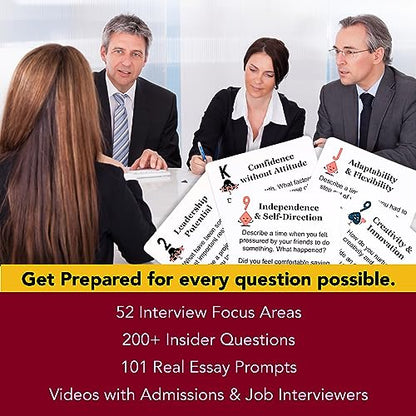 Mind Brain Emotion 52 Essential Interview Skills: Prep for Private School, College, Job Entrance Interviews| 200+ Insider Questions, 101 Real Admissions Essay Prompts, Expert Guide Videos - style: Interview Skills