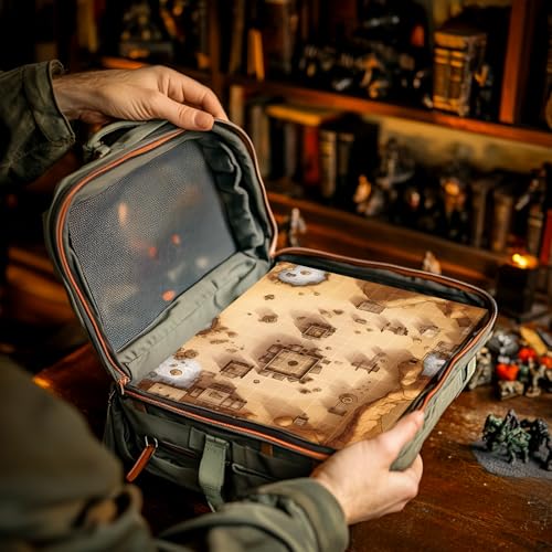 CZYY RPG Starter Set, Foldable Battle Mat, DM Screen, Game Tokens & Dice | 2-Sided Wet & Dry Erase Terrain Map, Scenery Pieces & Marker Pens, DND Starter Accessories, Gift for Player & Dungeon Master