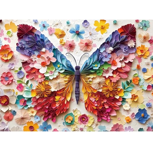 500 Piece Puzzles for Adults,Funny Colorful Butterfly Flower Jigsaw Puzzles | Butterfly Paper Art Puzzle,Interlock Perfectly No Dust,Challenging Family Game Gifts for Friends Men Women Seniors,20.5*15 In - color: Butterfly
