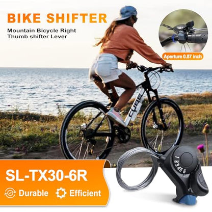Bike Shifter SL-TX30-6R, 6 Speed Bike Right Thumb Shift Lever for Mountain City Road Folding Bicycle | Bike shifter. Durable, ergonomic design. Compatible with mountain, road, folding bikes. Easy install. - size: SL-TX30-6R