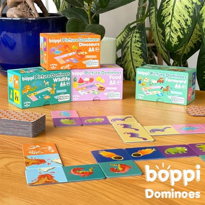 boppi Dominoes Set Picture Game for Toddlers - Colourful Farmyard Animal Themed Montessori/STEM Dominoes for Children - Games for 3 Year Olds and Up - style: Farmyard Animals