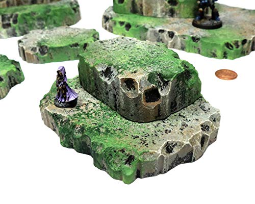 Mossy Stone Stacking Modular Hills Set - - Handmade Terrain for Tabletop War Games and TTRPGs