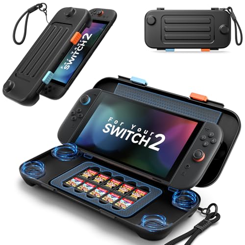 JSAUX Hard Carrying Case for Nintendo Switch 2, PC Hard Protective Shell | Drop Protection, Impact Resistant, Multi-Layer Cushion, 10 Game Card Slots, Charge-in-Case Design