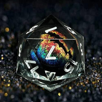 HAOMEJA D&D Dragon Eye Resin Dice Set DND 7 Pcs Resin Sharp Edge Role Playing Dice with Dragon Eye Bag, Polyhedral Dungeons and Dragons Dice D20 D12 D10 D100 D8 D6 D4 (Black & Eye Blue Red) - color: 7 Eye Blue Red & Black
