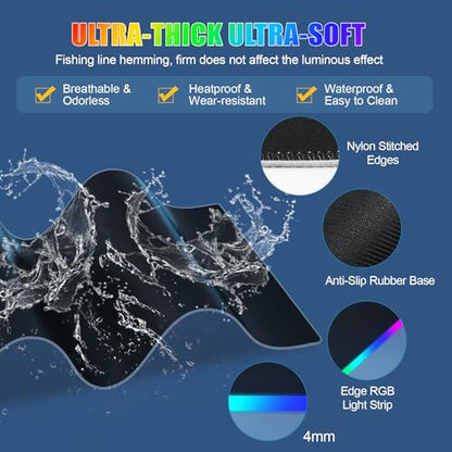 Mouse Pad with Foldable Phone Holder & Wireless Charger, XL RGB Gaming Mousepad 31.5"x11.8" Large Desk Mat for Keyboard, Home Desk Pad with Dual Qi Charging Station | 11 Colors & 5 Modes | Waterproof - color: 31.5x11.81"Phone Stand-Black