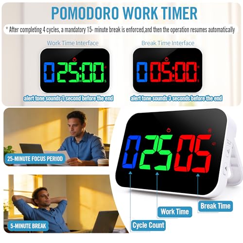 Kitchen Digital RGB Timer, Count Down Up, Rechargeable, Vibration Mode Adjustable Volume and Brightness LED Display, Time Management Cook - color: Rgb-sport