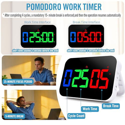 Kitchen Digital RGB Timer, Count Down Up, Rechargeable, Vibration Mode Adjustable Volume and Brightness LED Display, Time Management Cook - color: Rgb-sport
