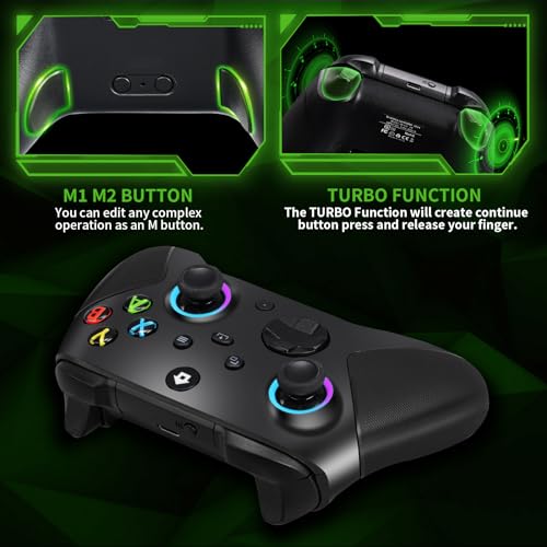 TECTINTER Wireless Controller for Xbox One Controller,2.4GHz Xbox One Controller Wireless with 8 Color RGB Light/Programmable/800mAh Battery,Compatible with XboxOn e,Xbox O ne S/X,XboxO ne Series X/S - color: Black