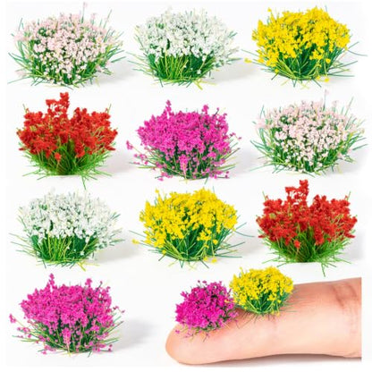 WDAHDHP Miniature Colorful Cluster Flower, 70Pcs Vegetation Groups Static Grass Tufts for DIY Craft Train Landscape Railroad Scenery Sand Military Layout Model Miniature Bases and Dioramas