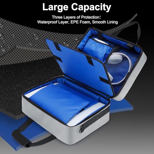 GDNasist Carrying Case Compatible with PS5/PS5 Pro/PS5 Slim, Grey | Travel Thickened Protective Bag Compatible with Playstation 5 Console, Headset, PS5 Controller, Game Discs and Accessories - color: Grey