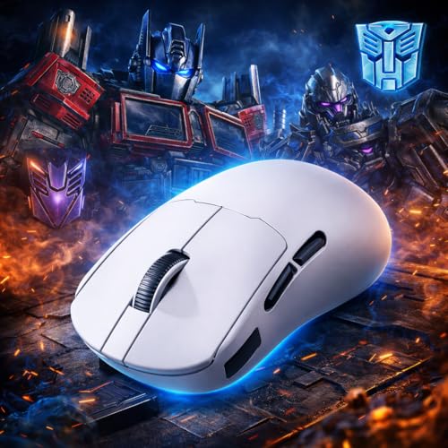 Transformers Gaming Mouse GM04 Pro, Wireless Gaming Mouse Tri-Mode Bluetooth/2.4G/Wired, 53g Ultra-Light, 24,000 DPI PAW3311 Sensor, RGB, 1000Hz, Rechargeable PC Gaming Mouse (White) - color: White