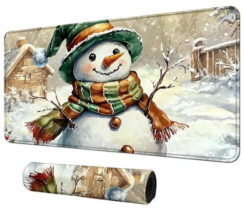 Snowman with Hat for MTG & TCG Playmat Mouse Pad,BFDHGQZC 24" x 14" Game Mat for MTG/RPG/CCG Trading Card Game Playmats Table Mat Perfect for Card Games Video Games Computer Office - color: Snowman With Hat