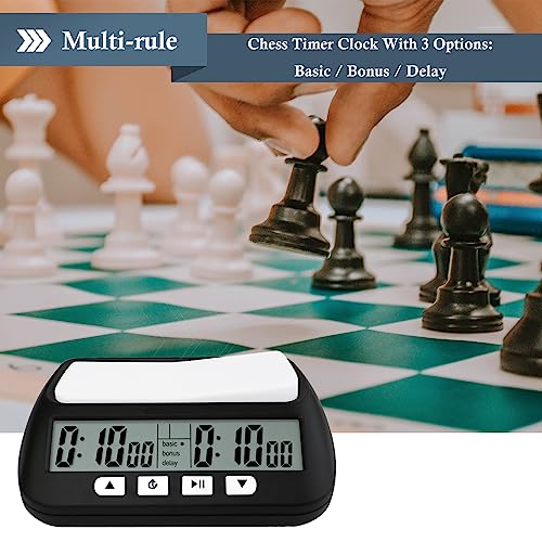 Digital Chess Clock Timer,QINFIEY Chess Timer for Board Games,Professional with Bonus Delay Count Down Up Function,Batteries Included