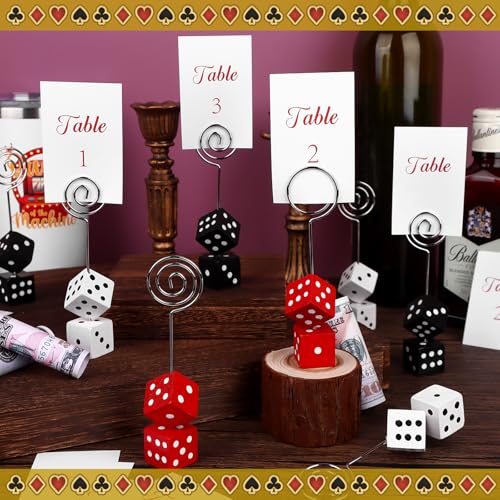 9 Sets Bunco Dice Table Number Stands Table Number Cards with Table Number Holders Dice Place Card Holders Bunco Game Kit for Casino Game Night, Party Favors