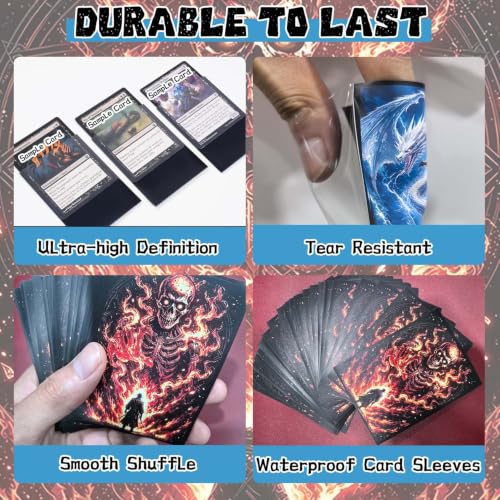 100 Count Card Sleeves Compatible with MTG, Ultra Clear Front & Matte Finish Back, Standard Size TCG Art Sleeves for Trading Cards (Hellfire Skeleton Duel) - color: Hellfire Skeleton Duel