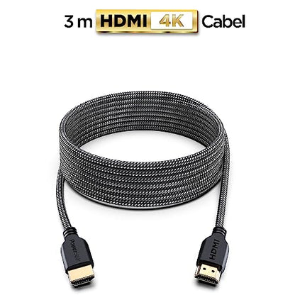 PowerBear 4K HDMI Cable 10 ft | High Speed Hdmi Cables, Braided Nylon & Gold Connectors, 4K @ 60Hz, Ultra HD, 2K, 1080P, ARC & CL3 Rated | for Laptop, Monitor, PS5, PS4, Xbox One, Fire TV, & More - size: 10ft