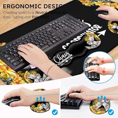 Desk Mouse Pad Office Large Mousepad Extended XXL (31.5x11.8in) Anime Cartoon Cute Baby Elephants with Sunflowers Gaming Mouse Mat Rubber Base Stiched Edges + Memory Foam Keyboard Wrist Rest - color: JV-mouse pad-8-1