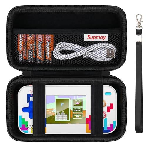 Supmay Hard Travel Case for My Arcade Tetris Gamer V, Strategic Puzzle Games, Portable Video Game System Handheld Game Protection Case with Mesh Pocket for Batteries and USB-C Cable, Black - color: Black+Black