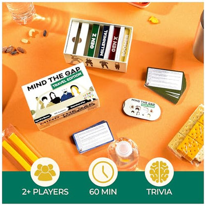 Spin Master Games, SolidRoots Mind The Gap Travel Edition, A Trivia Game for All Generations, Road Trip Fun on The Go, 2-12 Players, for Ages 10 & Up - color: Mind the Gap-travel Edition