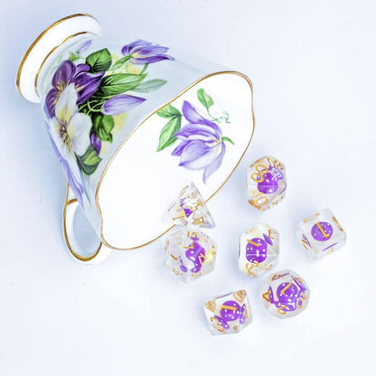Sage's Portal Familiars and Reagents Resin DND Dice Set Polyhedral Dice Set for Dungeons and Dragons RPG Tabletop TTRPG (Purple Magic Shrooms) - color: Purple Magic Shrooms