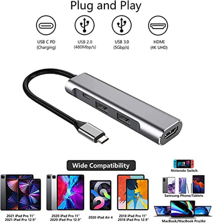 RREAKA 닌텐도 스위치 2/1 / OLED용 스위치 도크, 4K HDMI, USB 3.0 포트, 타입 C 100W 충전, 휴대용 미니 스위치 도킹 스테이션이 있는 4 in 1 스위치 TV 어댑터 - color: 실버