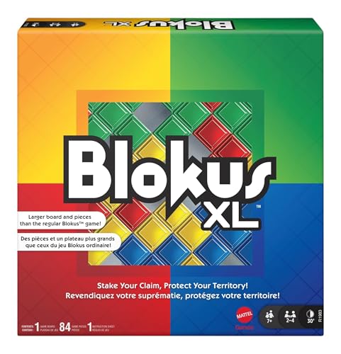 Mattel Games Blokus XL Board Games for Family Night, Brain Games for 2 to 4 Players, Oversized Board and Pieces (Amazon Exclusive) | Classic Strategy Play with "Just One Rule," featuring Oversized Board and Pieces (Amazon Exclusive)