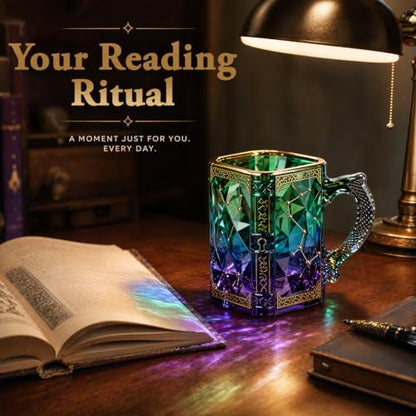 FACE N FACE Zodiac Glass Mug, 8 oz Celestial Constellation Coffee & Tea Cup with Dragon Scale Handle, Green Purple Astrology Mug, Witchy Magic Cup for Halloween Christmas Gift - color: Zodiac Glass Mug
