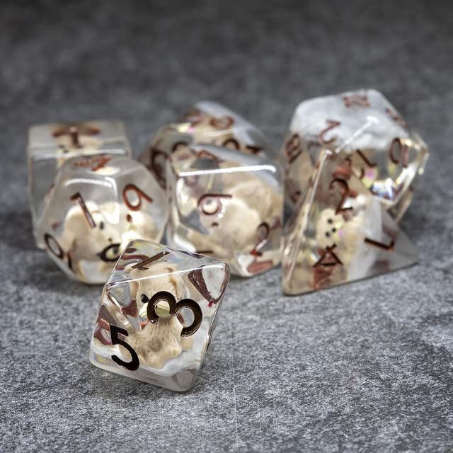 Sage's Portal Animal Familiars Resin DND Dice Set Polyhedral Dice Set for Dungeons and Dragons RPG Pathfinder Tabletop TTRPG (Pups Familiar) - color: Pups Familiar, style: Dice Set Only