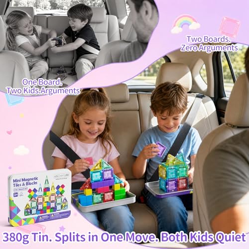 Travel Magnetic Tiles Building Set 60 PCS Transparent 3D Magnetic Blocks with Construction Board STEM Educational Building Toys for Boys & Girls Ages 3-12 (3 in 1 Compatible) - style: 3 in 1 Compatible