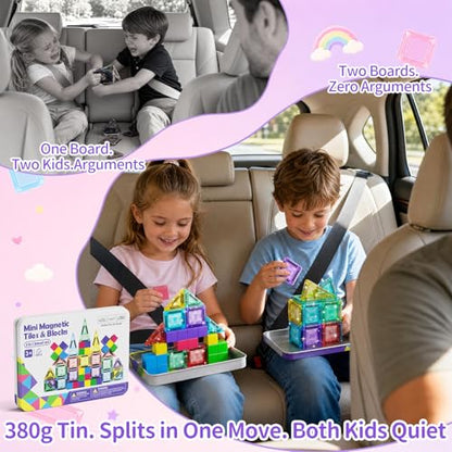 Travel Magnetic Tiles Building Set 60 PCS Transparent 3D Magnetic Blocks with Construction Board STEM Educational Building Toys for Boys & Girls Ages 3-12 (3 in 1 Compatible) - style: 3 in 1 Compatible
