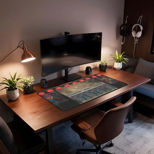 Japanese Anime Desk Pad, Black Ghost Game Mouse Pad, Long Keyboard Mat, Computer Pad, Wireless Mouse Mat, Non-Slip Desk Mat with Stitched Edges, Retro Home Office Desktop Decor 31.5"X15.7" - color: Black