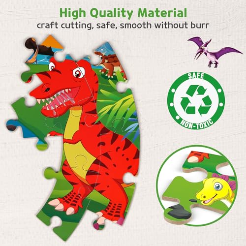 SYNARRY Floor Puzzles for Kids Ages 4-6, Large 70 Piece Dinosaur Puzzles for Toddlers Ages 2-4, Dinosaur Puzzles for Kids 4-8, Preschool Toys Gifts for 3 4 5 6 7 8 Years Old Toddlers Boys Girls Child - style: Dinosaur