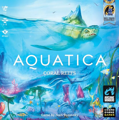 Arcane Wonders Aquatica Coral Reef Expansion Board Card Game - New Underwater Creatures Encounters - 1 to 5 Players Ages 14+ 60 Minutes - Enhance Your Aquatica Experience | New Underwater Creatures Encounters, 1 to 4 Players Ages 12+ 60 Minutes, Enhance Y