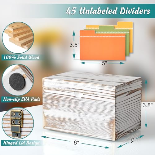 DRASTAR Index Card Holder, Index Card Organizer 3x5, Index Card Holder with Dividers for Desk, Index Card Storage Case, Note Card Box, Retro White - color: Retro White