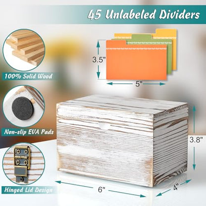 DRASTAR Index Card Holder, Index Card Organizer 3x5, Index Card Holder with Dividers for Desk, Index Card Storage Case, Note Card Box, Retro White - color: Retro White