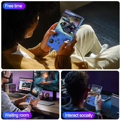 S600 Retro Gaming Console, Retro Handheld Console 4.0'' Screen Linux System, 64G TF Card, Support 30+ Simulators, 3500mAh Rechargeable Portable Pocket Arcade - color: Blue
