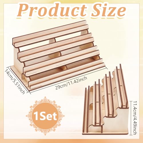 UNICRAFTALE 4-Tier Wooden Board Game Card Holder Wheat Cards Display Riser Solid Wood Card Playing Holder Stand for Bridge Canasta Strategy Games Tabletop Organizer 5.5x11x4.5 Inch - color: Wheat