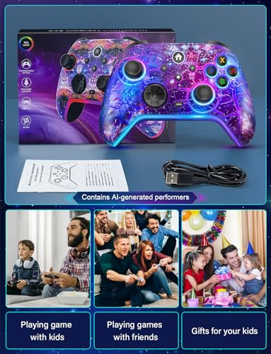 ZRZLMVP Wireless Switch Controllers for Nintendo Switch/OLED/Lite/Switch 2 | 1200mAh Rechargeable Switch Pro Controller, Switch Control with 10 Colors LED Light, Wake Up,Turbo,Vibration,Motion Control - color: Starry Blue