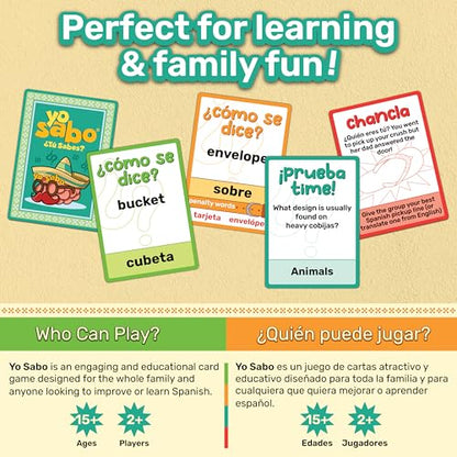 Yo Sabo: Edition 1 - The Original Bilingual Card Game - Learn Spanish with Cómo Se dice, Fun Trivia, & Challenge Cards - Family-Friendly - 160 Cards