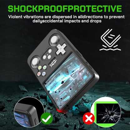 Carrying Case for R36S with 2 Tempered Glass Protective Film + Silicone Protective Cover + 2 Keycaps, Full Body Protection Shockproof EVA Handheld Game Console Case Travel Storage Bag (Purple) - color: Purple