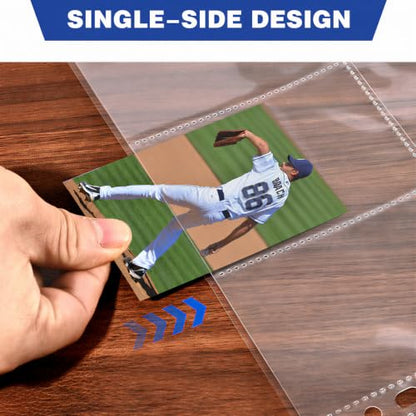 50 Pack 9 Pocket Card Sleeves Binder Sheets, Holds 900 Cards, Trading Card Sleeves for 3 Ring Binder, Protective Pages Sheets for Baseball, Football, Business, Game Cards