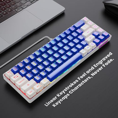 GEODMAER 65% Gaming Keyboard, LED Backlit Mini Wired Keyboard, Ultra-Compact Anti-Ghosting No-Conflict 68 Keys Membrane Gaming Wired Keyboard for PC Laptop Windows Gamer